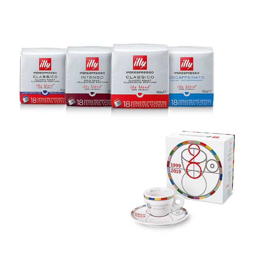 Caffè illy | Kit Degustazione Caffe - 4 Confezioni Capsule Iperespresso E Tazzina 20° Anniversario Universita Del Caffe