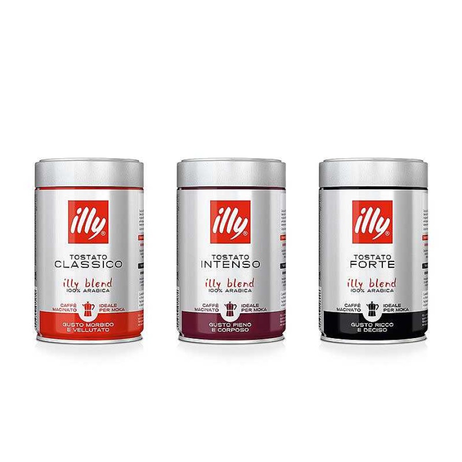 Gourmet illy | Kit Degustazione Caffe - 3 Confezioni Caffe Macinato Per Moka: Classico, Intenso E Forte